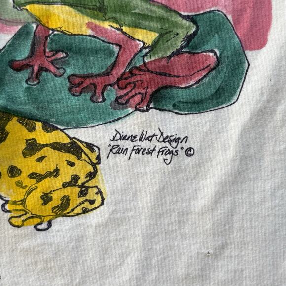 Vintage Diane Wat Design “Rain Forest Frogs” Hand Painted T-Shirt Single Stitch - Picture 5 of 12